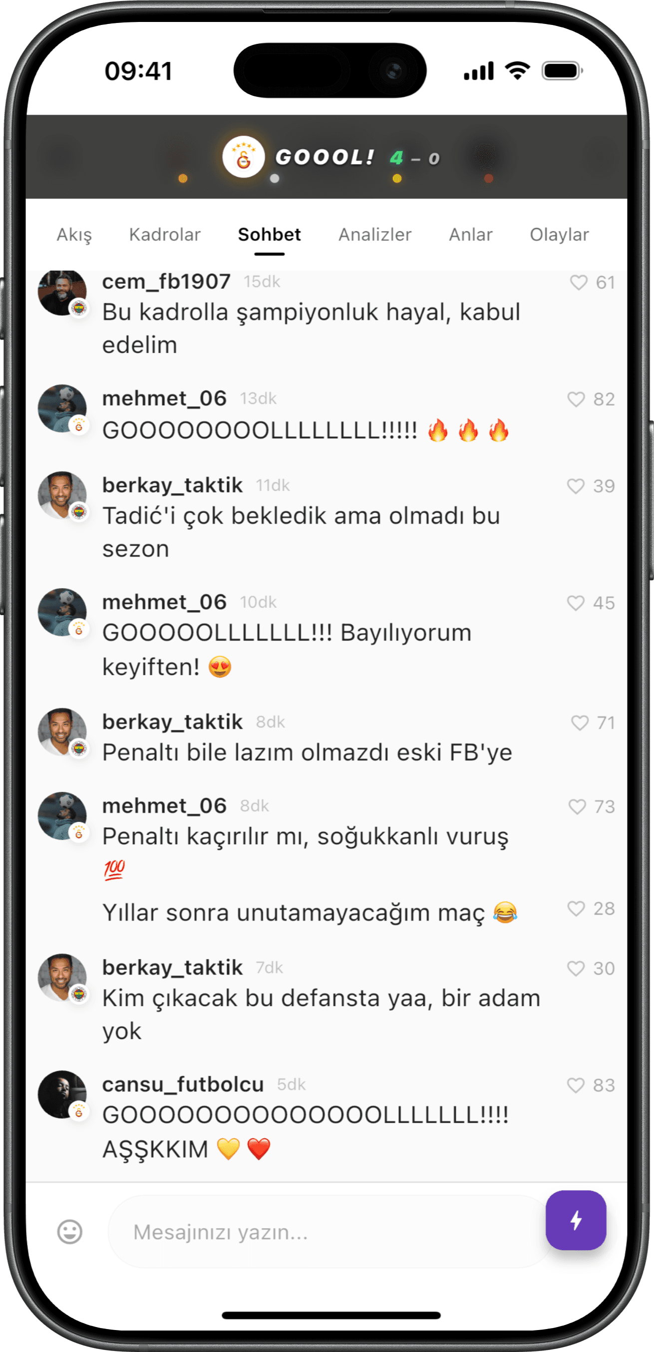 Gol olur, herkes kendi anını bırakır.