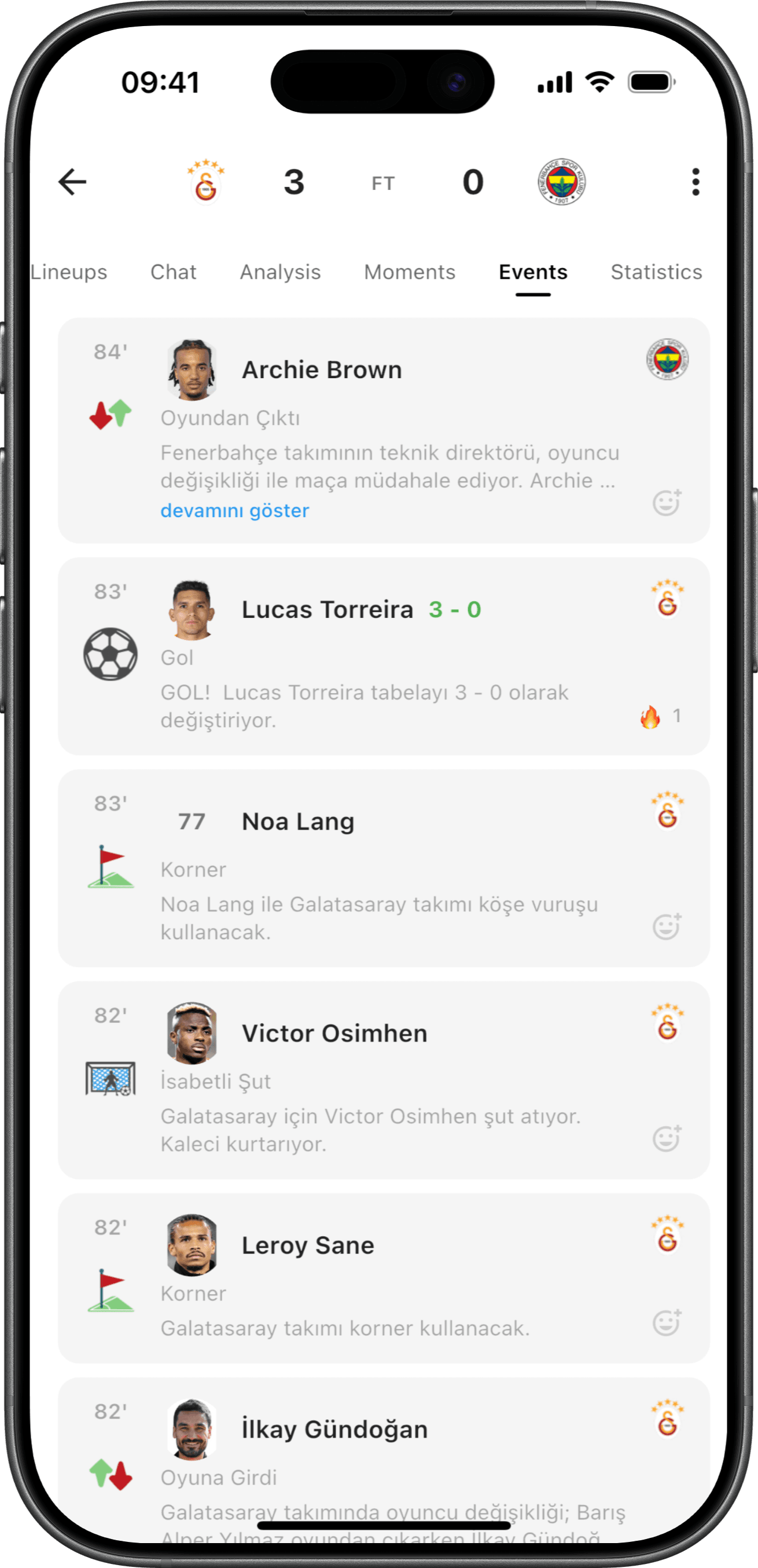 The match story is completed by the moments people share.